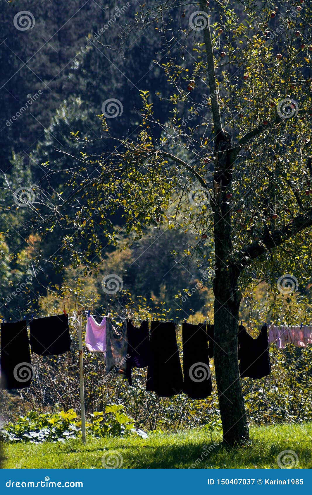 drying clothes in a monastery on a sunny day