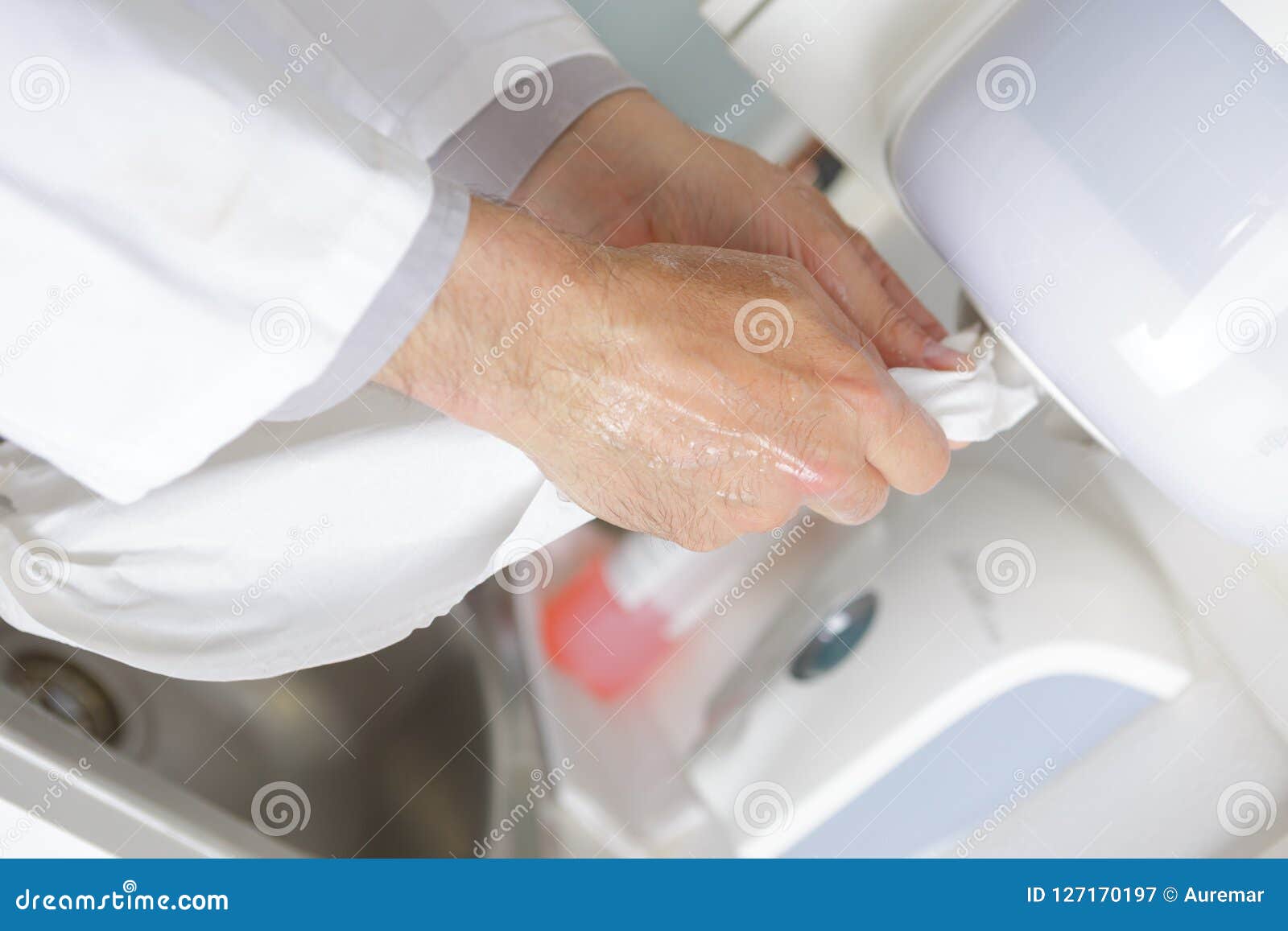 Drying Hands after Cleaning with Bubble Stock Image Image of drying