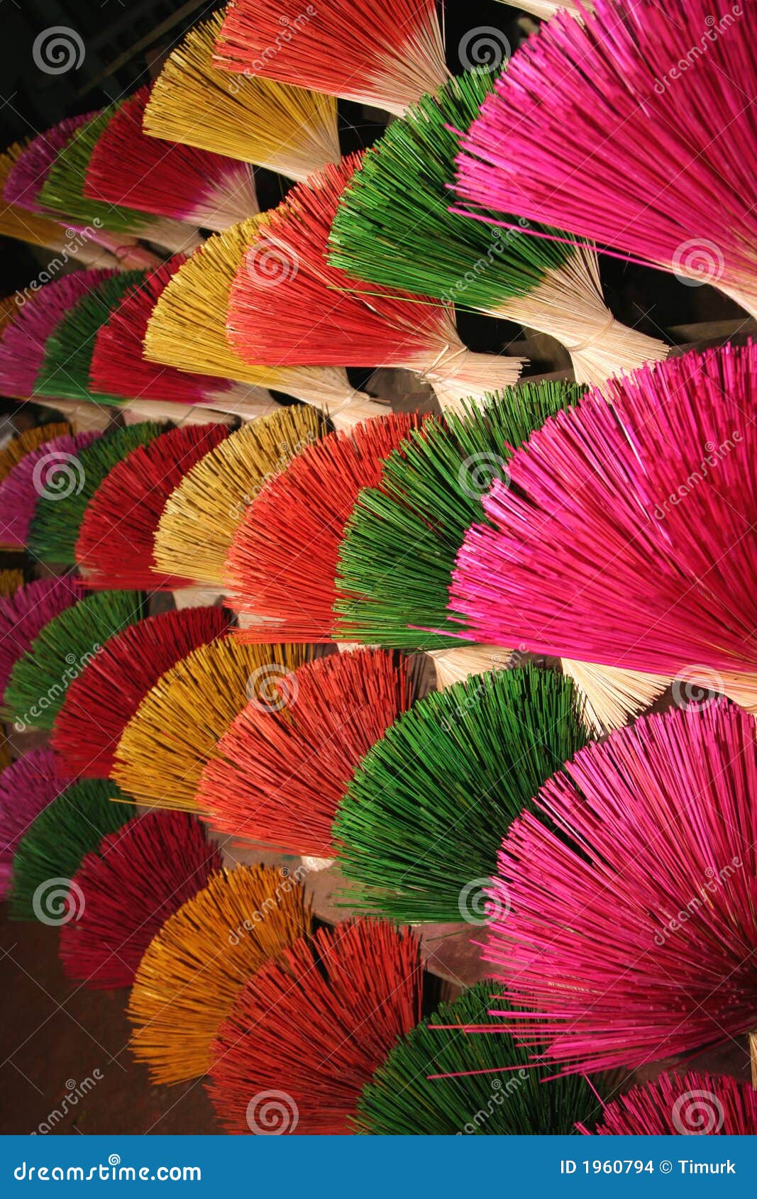 Drying insence sticks. Incense sticks bundled and drying