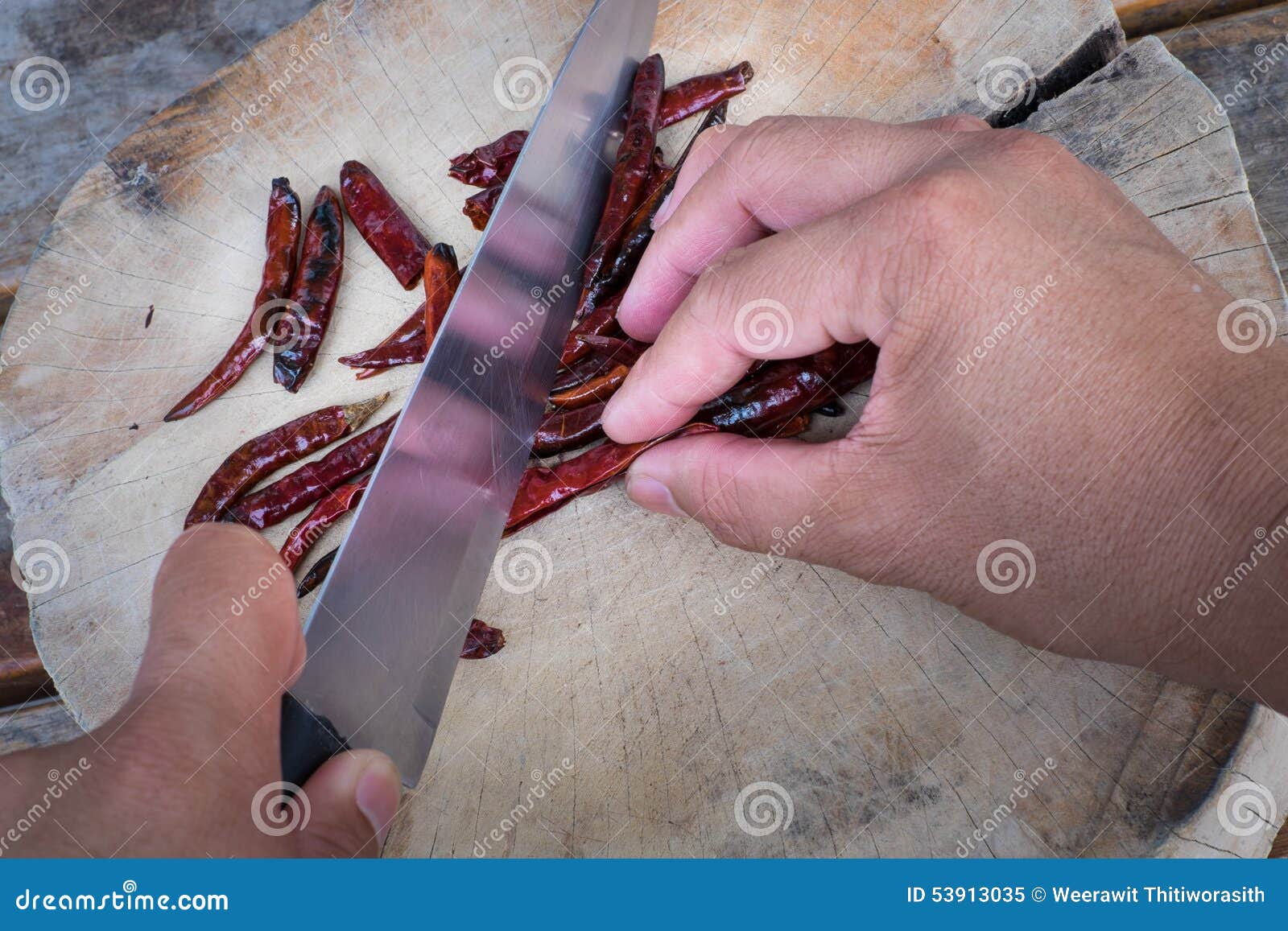 Drying The Red Hot Chili Pepper With Knife Stock Image Image of plant