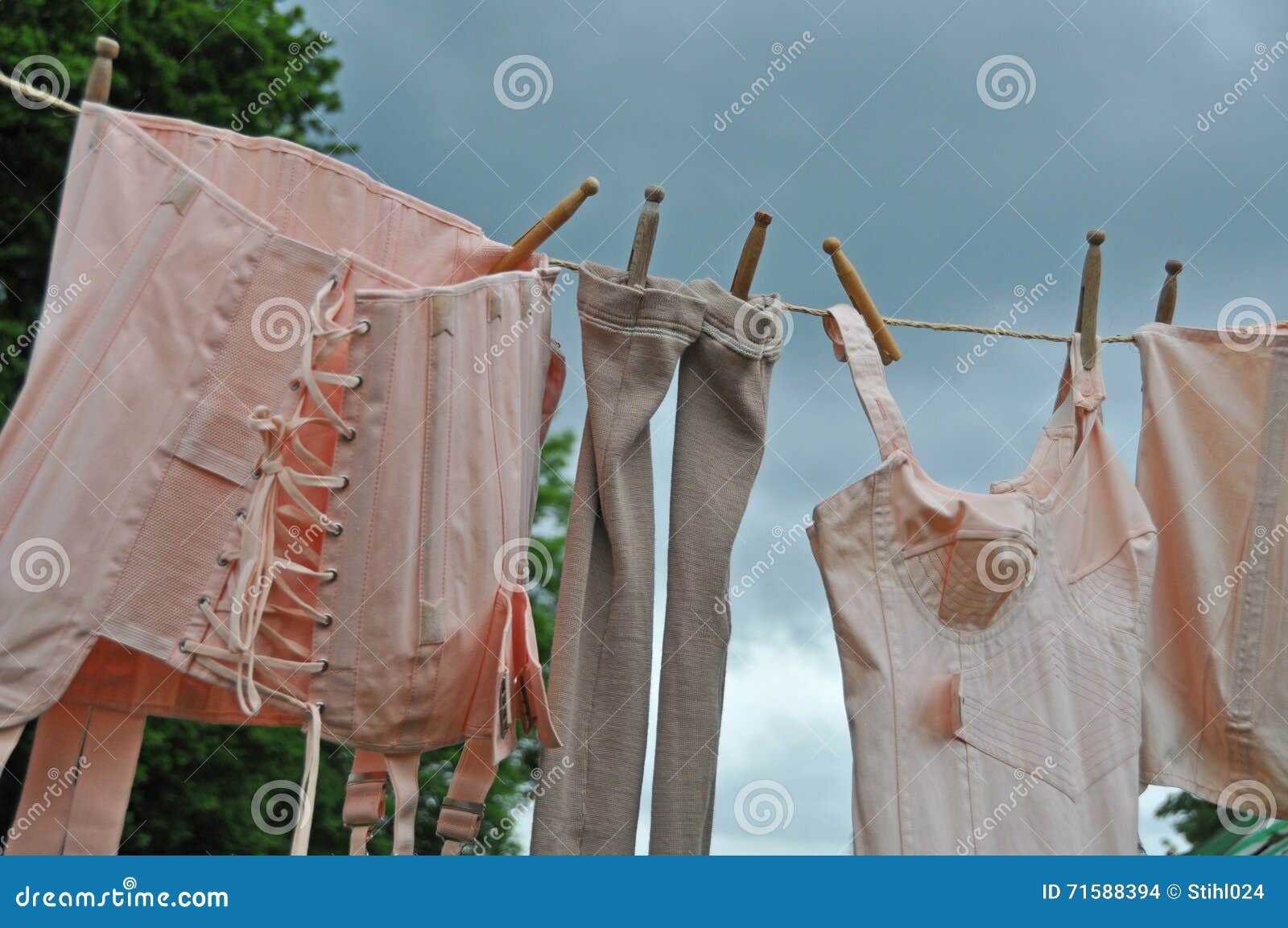 Drying Underwear on Clothesline Stock Photo - Image of line