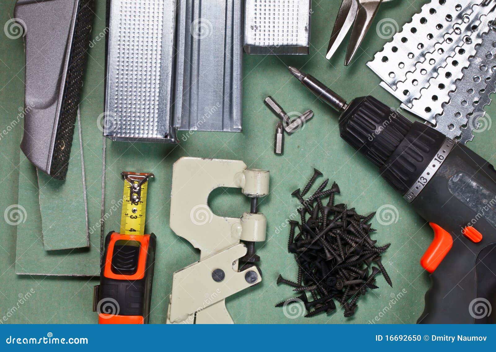 Drywall tools set stock photo. Image of measure, panel 16692650
