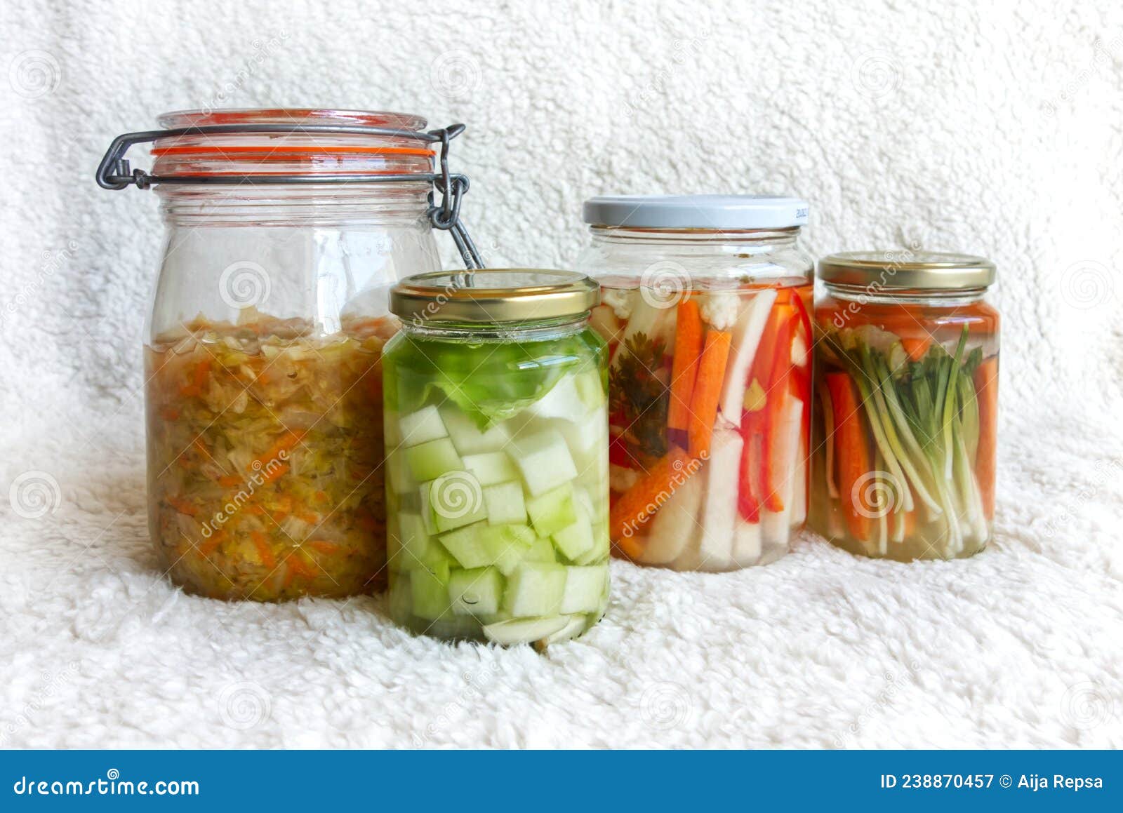 probiotic home made lacto-fermented vegetables in jars
