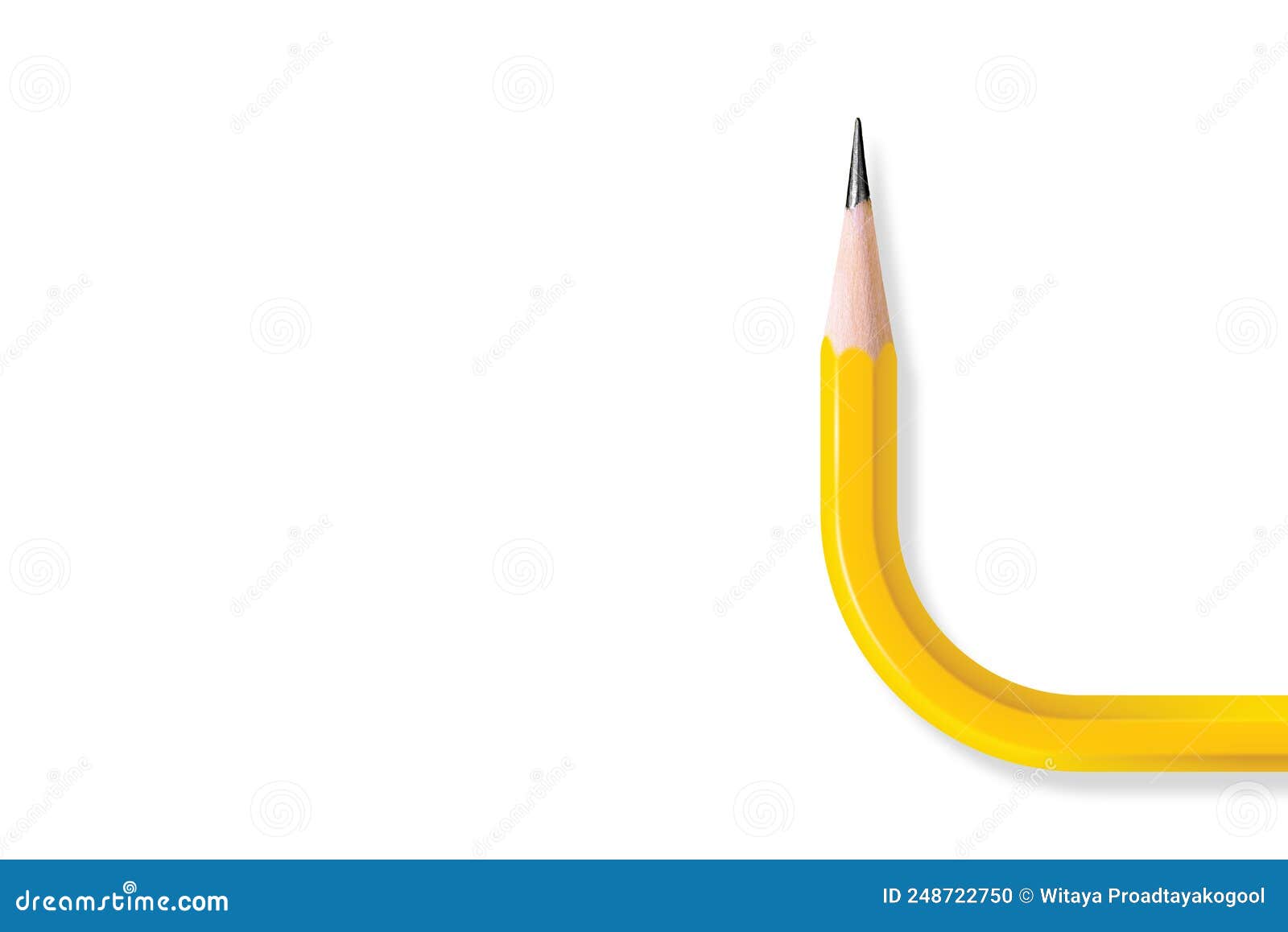 Curved yellow pencil. stock photo. Image of background 248722750