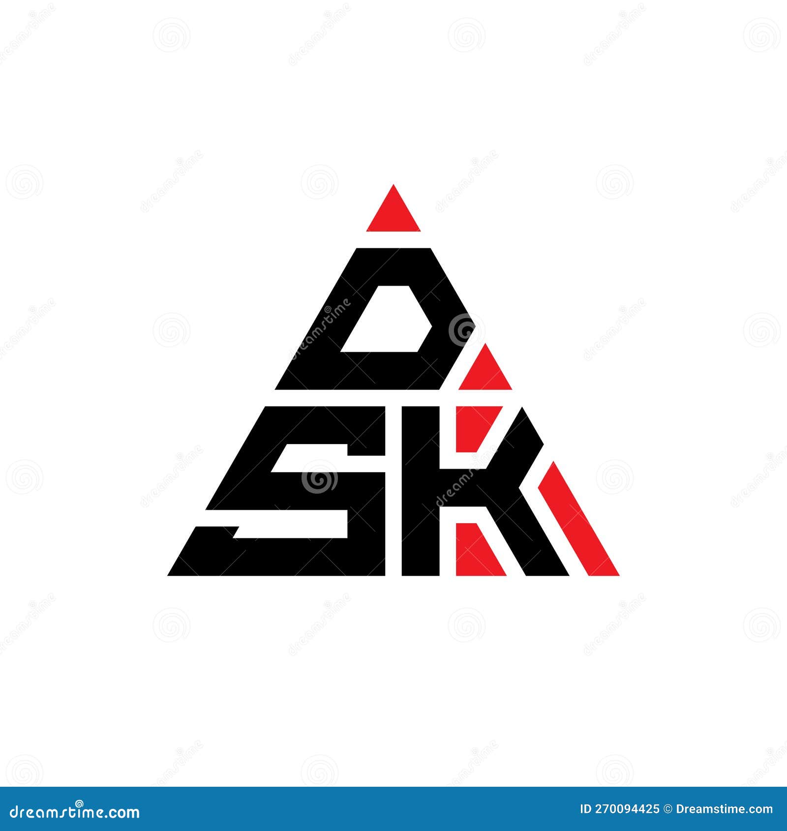 dsk triangle letter logo  with triangle . dsk triangle logo  monogram. dsk triangle  logo template with red