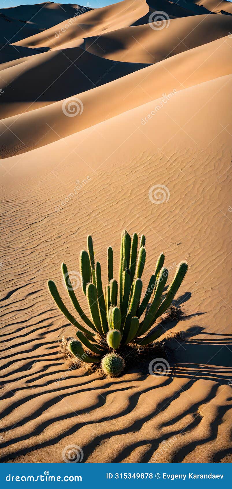 dslr capture of a thriving cactus amid desolate desert