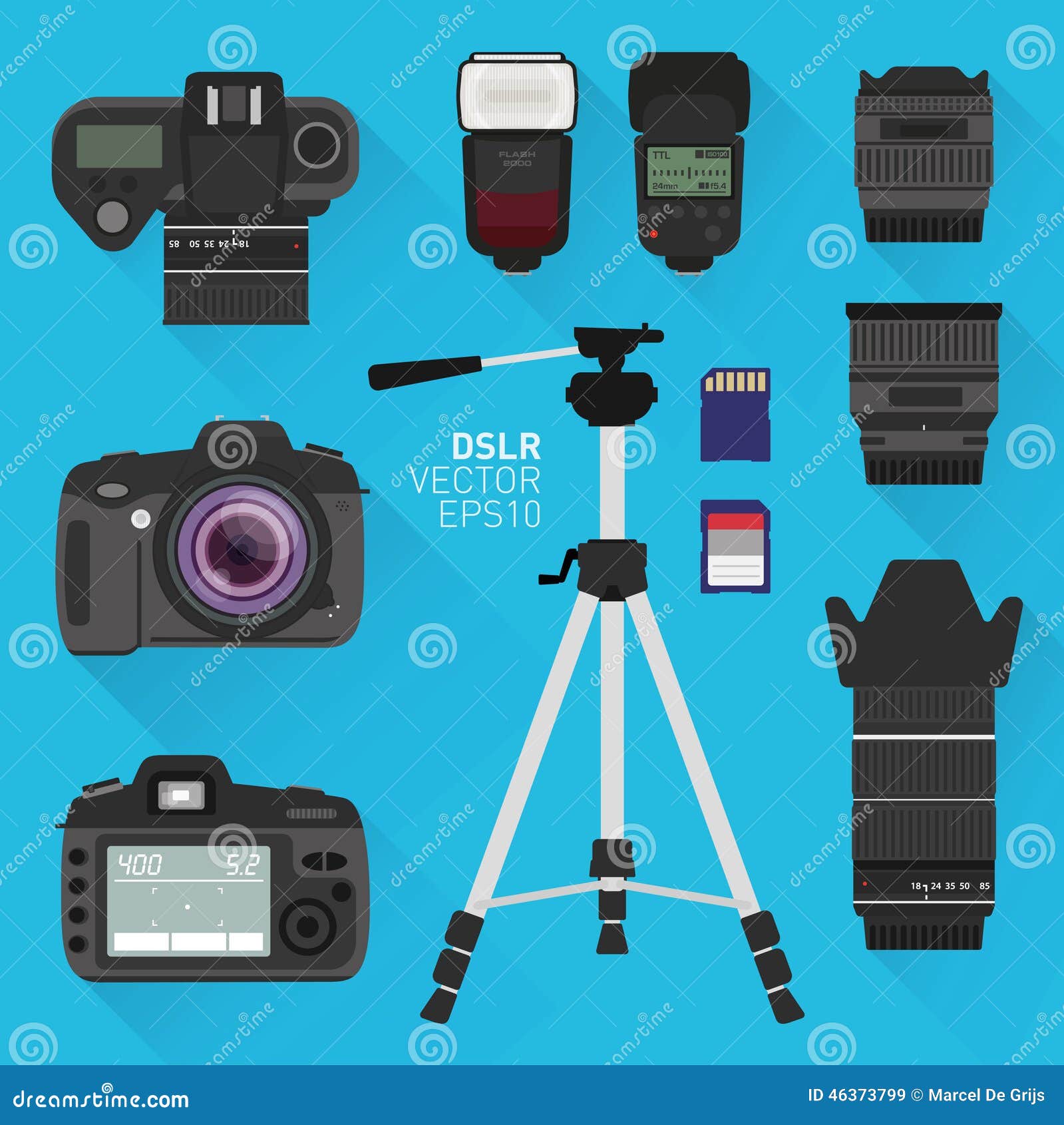 DSLR photography set stock vector. Illustration of illustrator 46373799