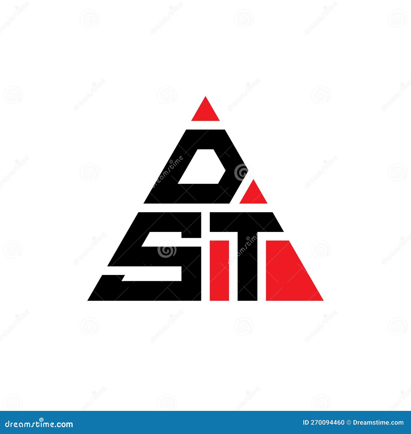 dst triangle letter logo  with triangle . dst triangle logo  monogram. dst triangle  logo template with red