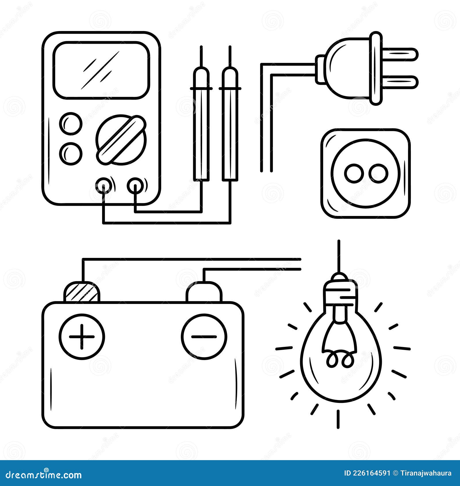 Electrical Tools Equipment Vector Illustration with Simple Hand Drawn