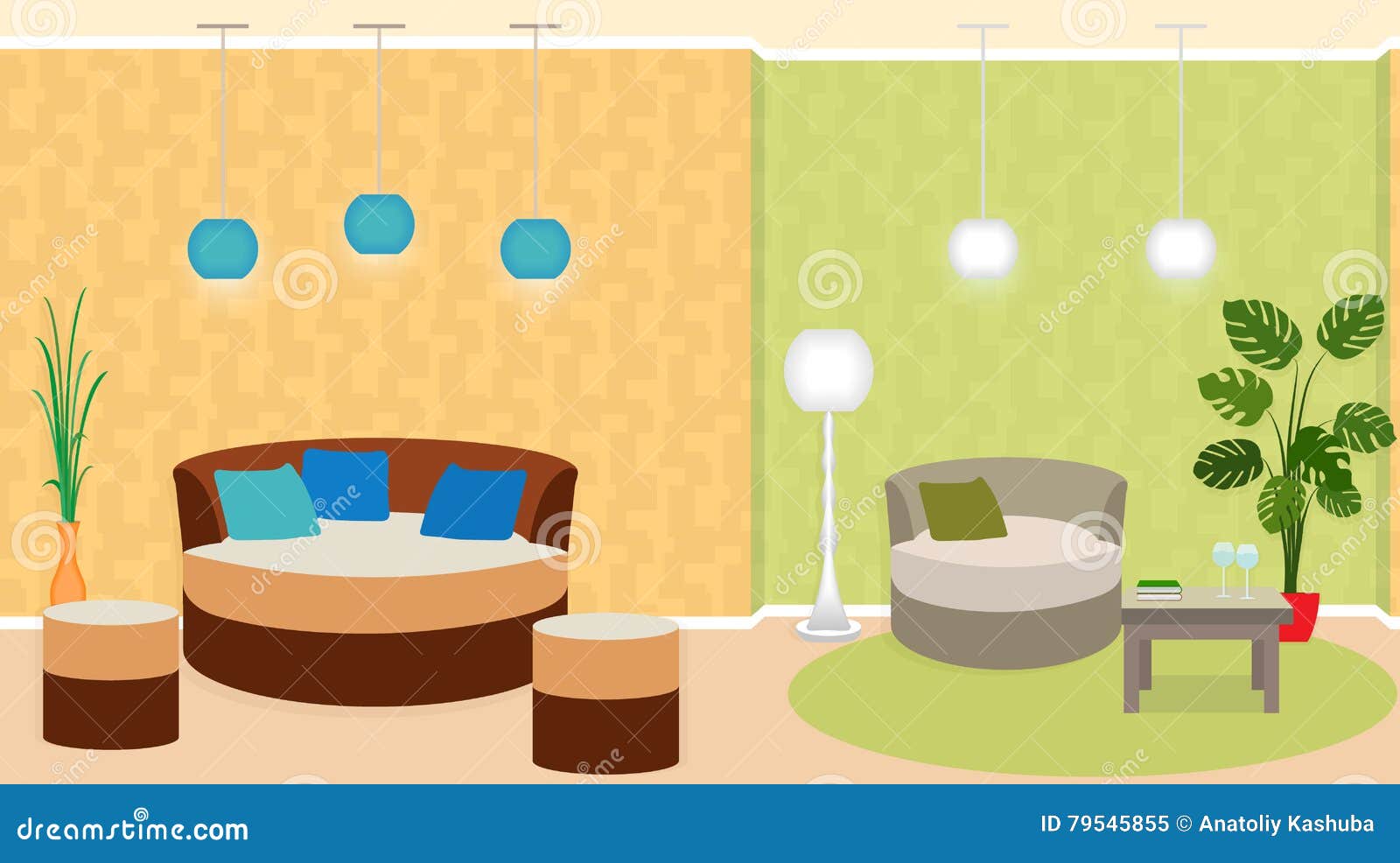 Houseplants In Structure Vector Illustration | CartoonDealer.com #225600610