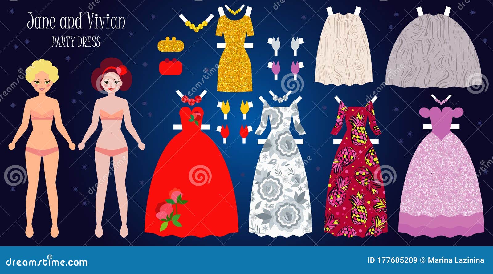 Duas Meninas Com Roupas Que Podem Ser Trocadas. As Bonecas Estão Prontas  Para Cortar E Jogar Ilustração Stock - Ilustração de mudado, bonito:  177605209