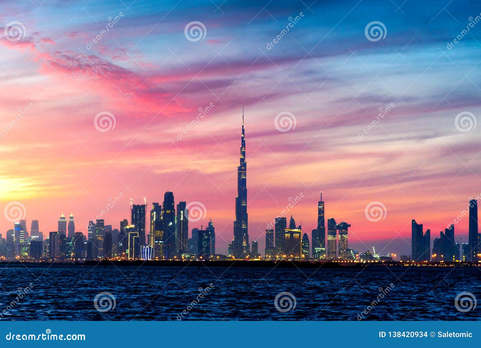 Dubaï Emirats Arabes Unis 10 Janvier 2019 Beau Coucher