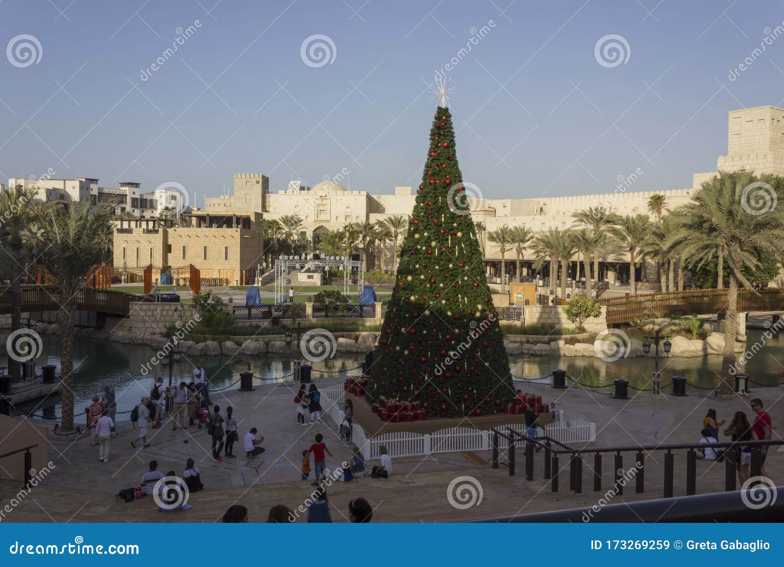 Christmas Tree in Madinat Souk in Dubai at Christmas Time Editorial