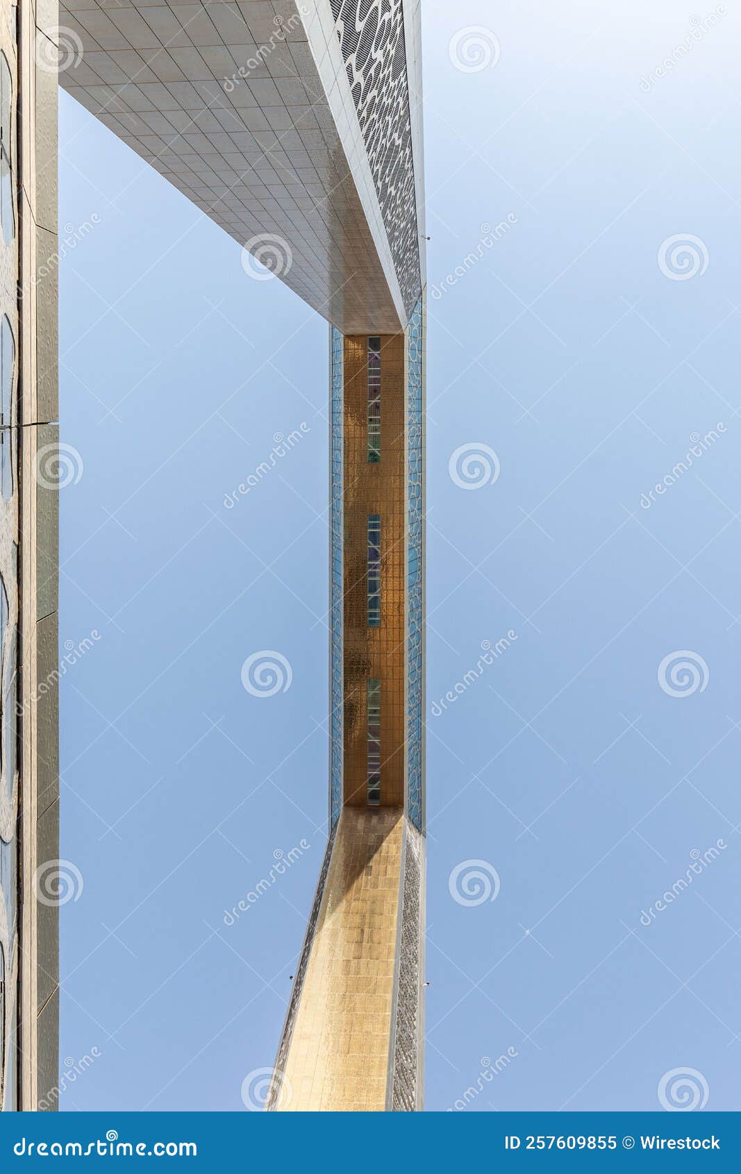 Dubai Golden Frame in a Vertical Shot Editorial Image Image of