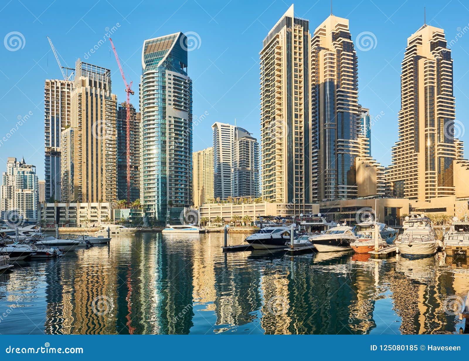 Dubai marina skyline in United Arab Emirates. Dubai marina daytime skyline in United Arab Emirates