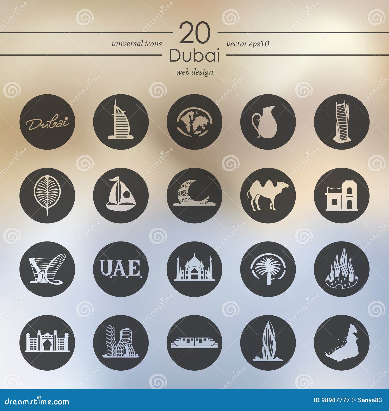 Set of Dubai icons stock vector. Illustration of graphic 98987777