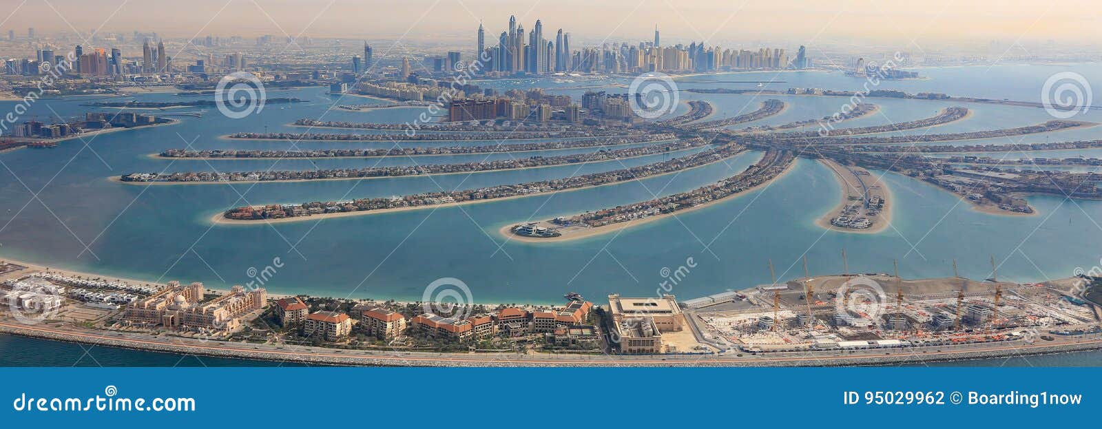 dubai the palm jumeirah island panorama marina aerial panoramic