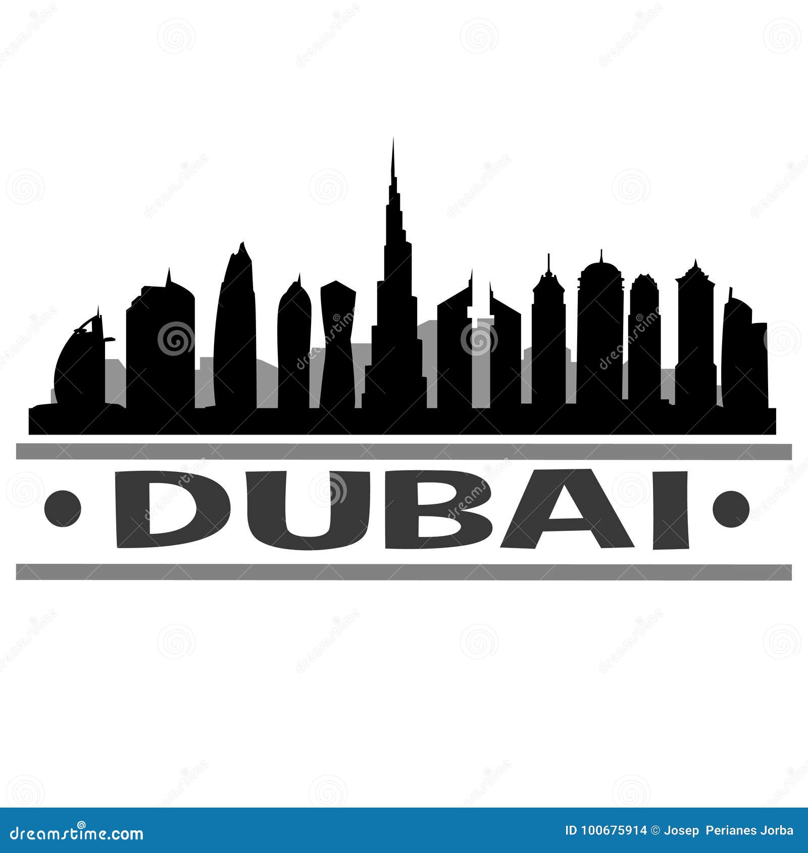 Dubai Skyline Stadt Ikonen Vektor Art Design Vektor Abbildung Illustration Von Dubai Skyline