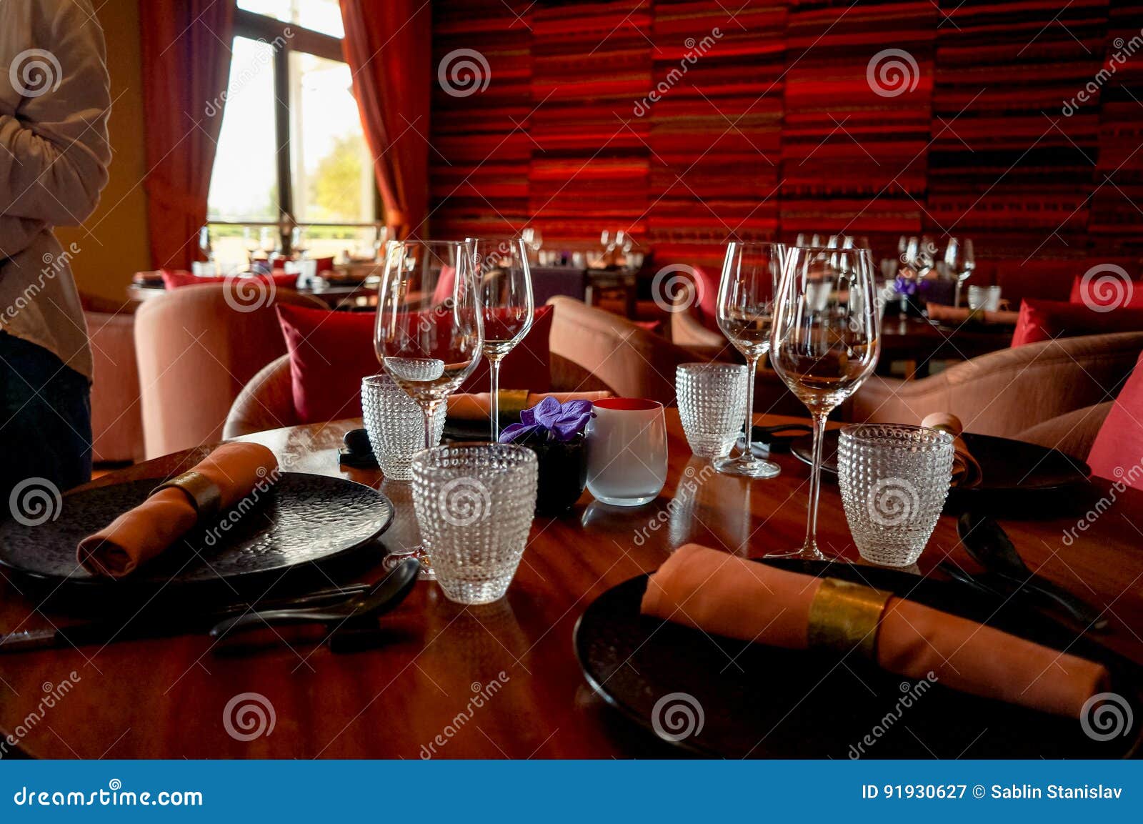Dubai. Summer 2016. the Interior of the Wine Restaurant Ritz Carlton