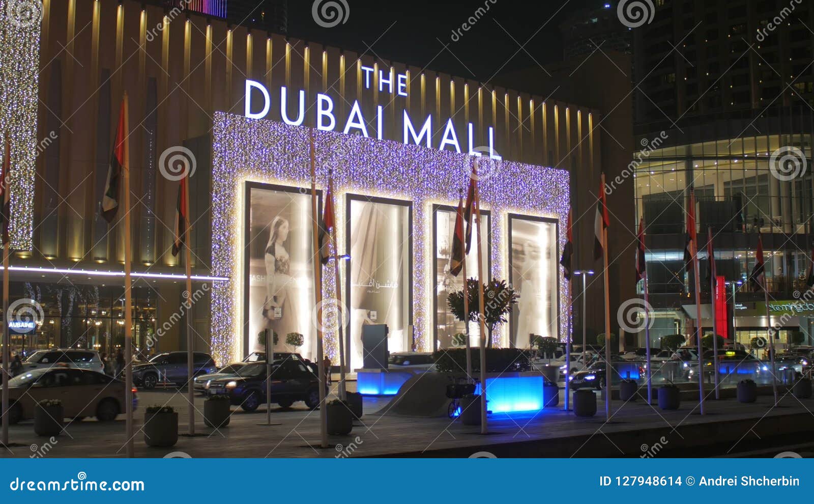 Dubai U A E Jan 2018 Main Entrance Of Dubai Mall In Night