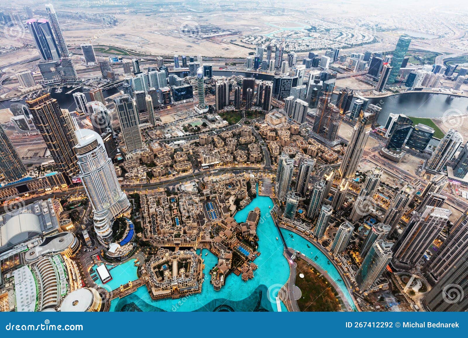Dubai UAE Aerial Rooftop View from Burj Khalifa Stock Photo Image of