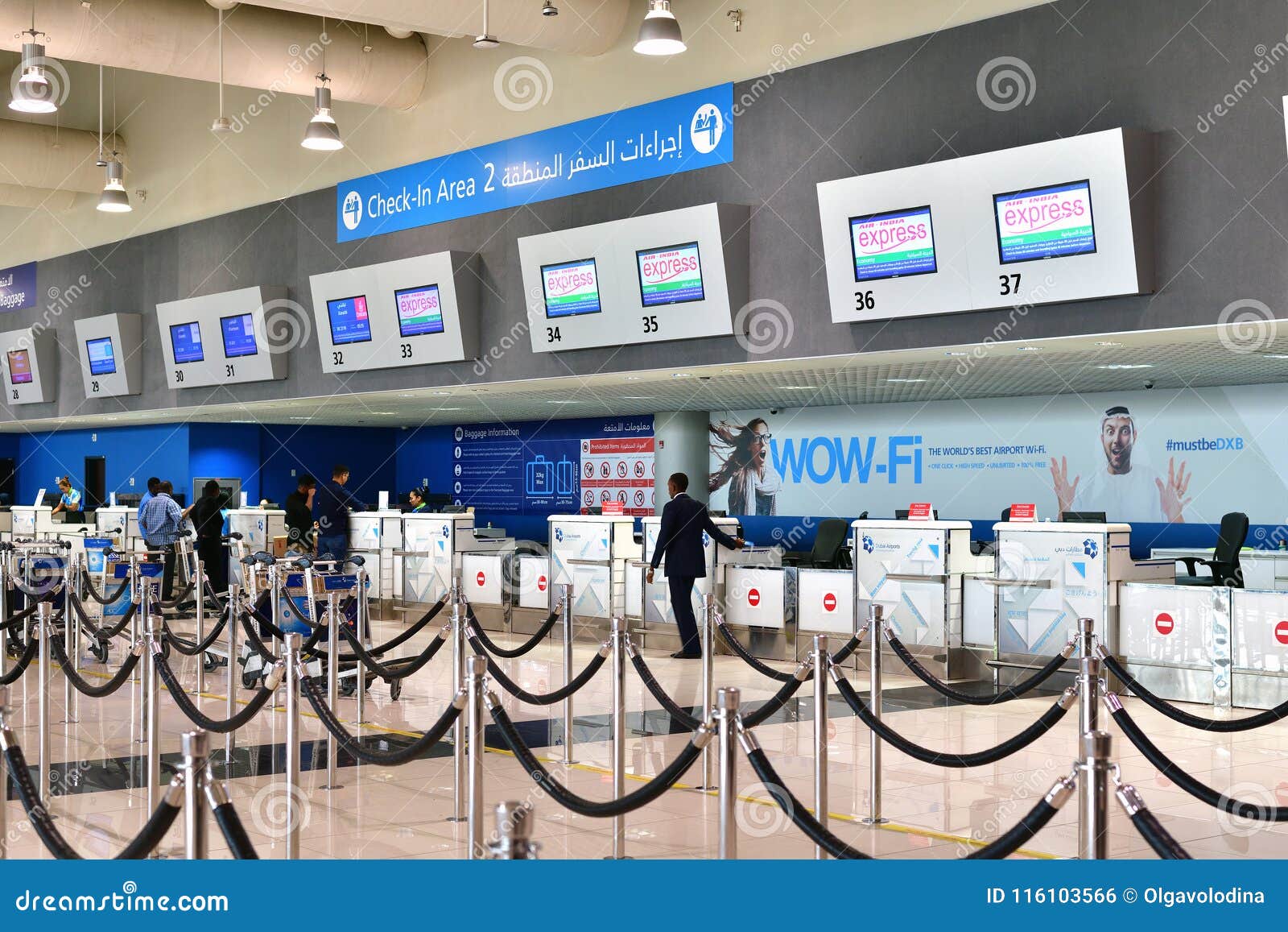 Dubai, UAE April 10. 2018. View of Front Desk at Airport Editorial