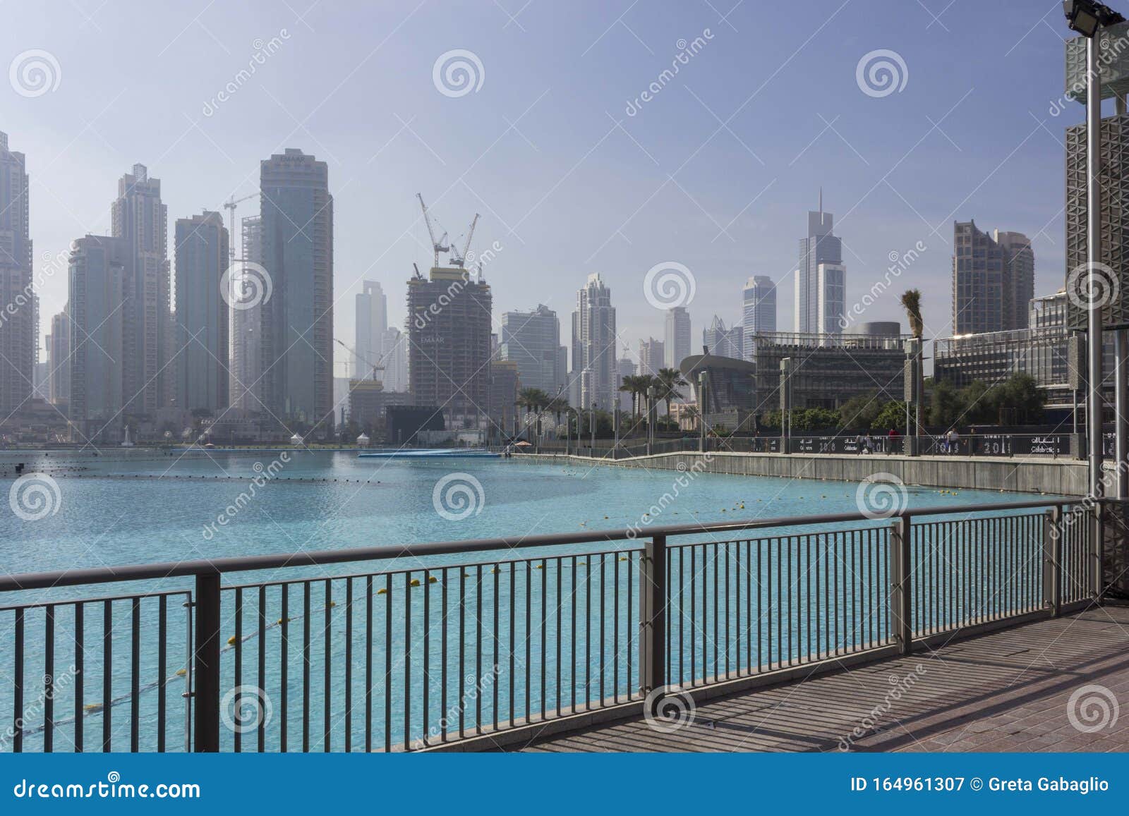 Day View of Burj Khalifa Lake with Dubai Skyscrapers in the Background  Editorial Photography - Image of background, arabic: 164961307