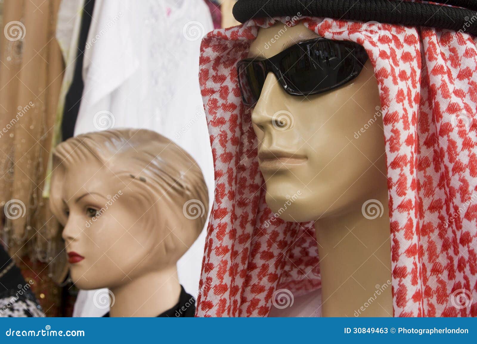 dubai uae mannequin display of traditional menÃ¢â¬â¢s headdress gutra at shop in bur dubai