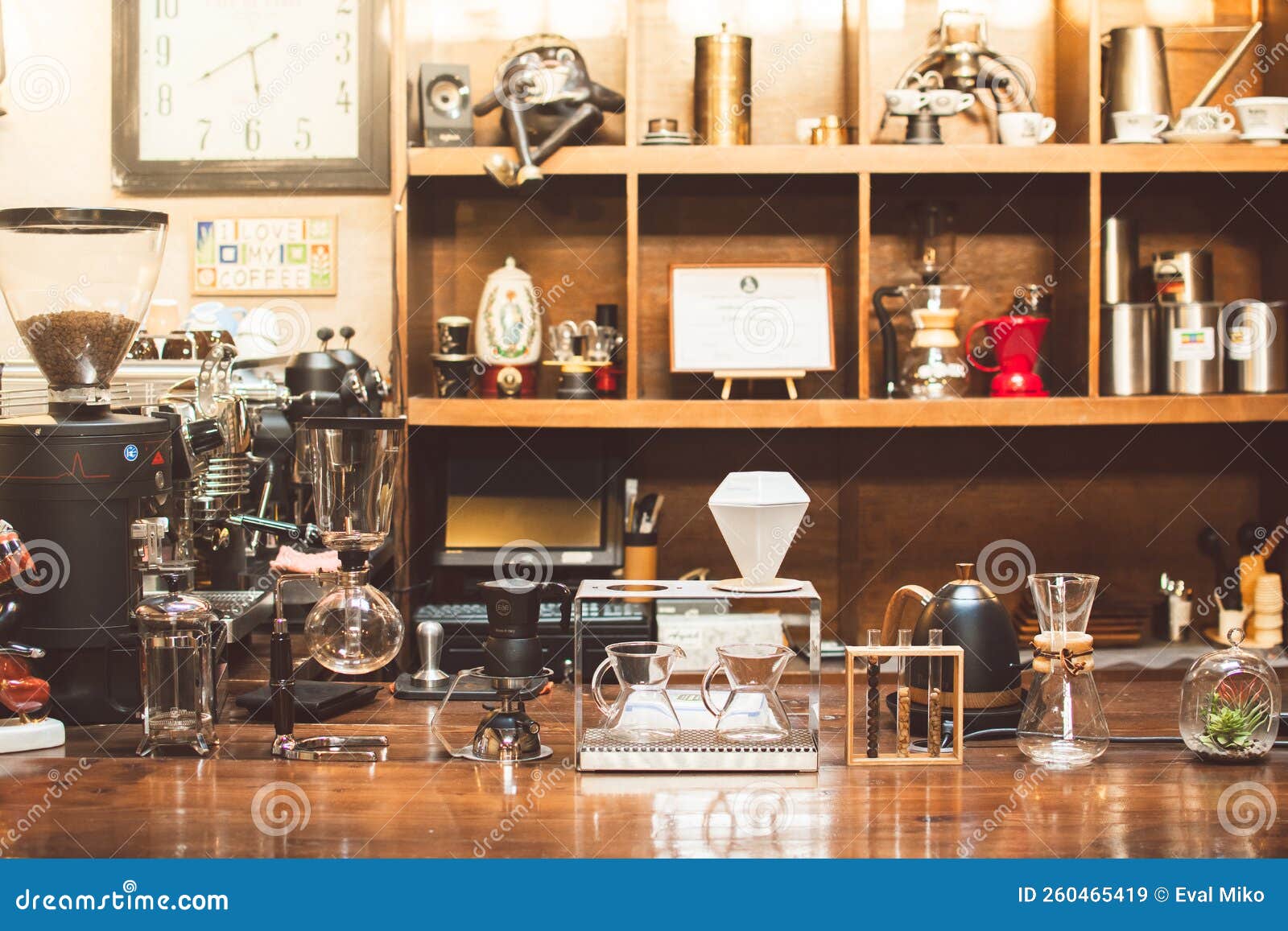 Dubai, UAE 12th October, 2022 Various Old Coffee Preparation Tools on Table. Coffee Museum