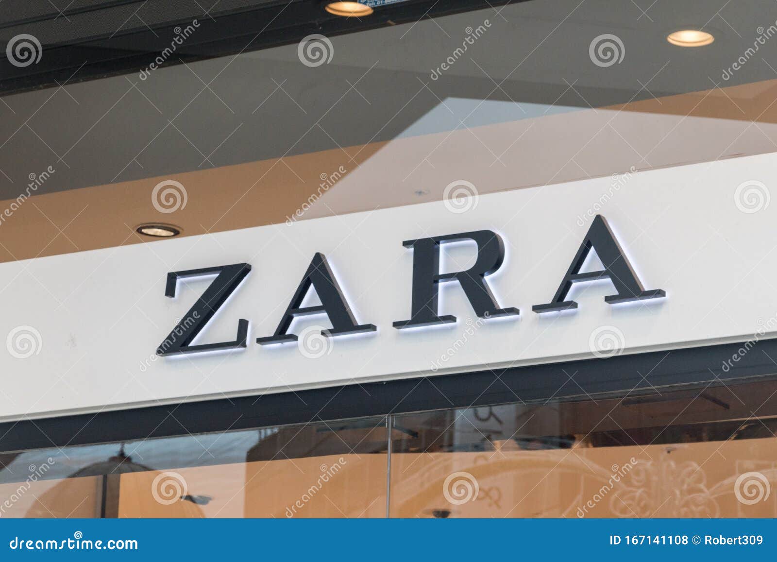 Logo of Zara on the shop. editorial stock photo. Image of center ...