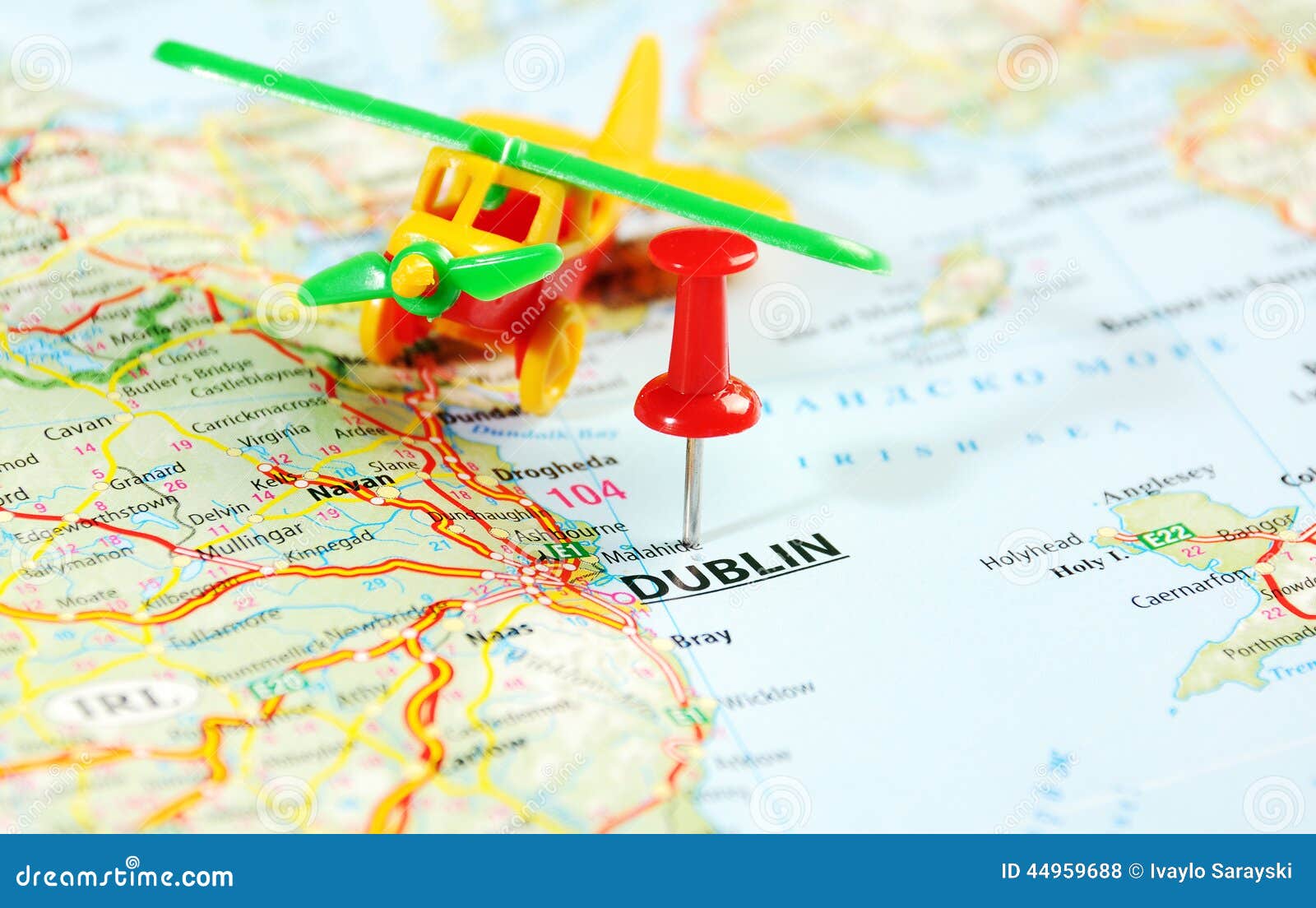 Dublin Ireland ,United Kingdom Map Airplane Stock Photo Image of road