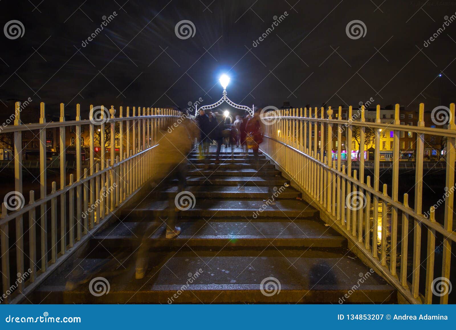 dublin, ireland. view of the ha`penny bridge