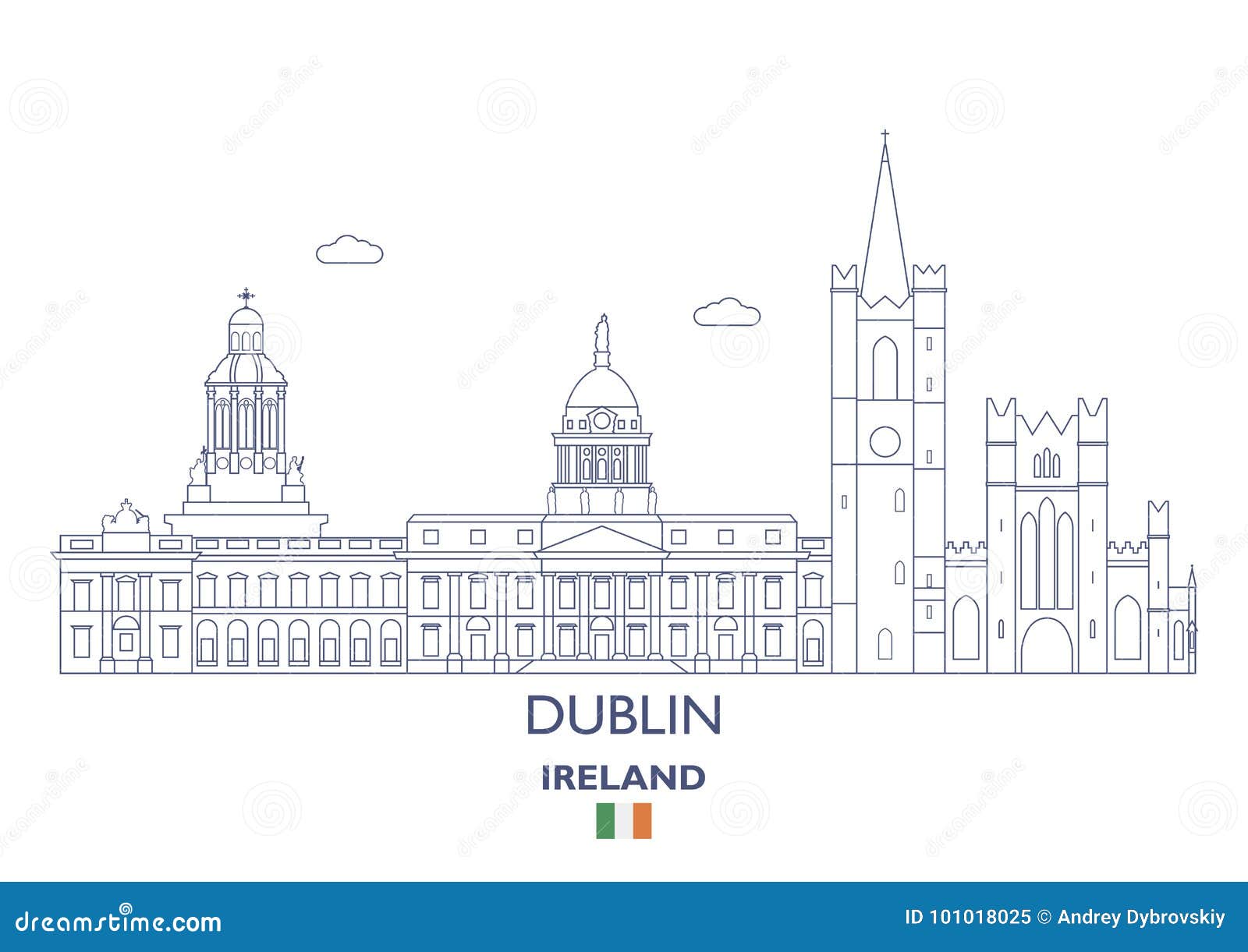 Dublin City Skyline, Ireland Stock Vector - Illustration of cityscape ...
