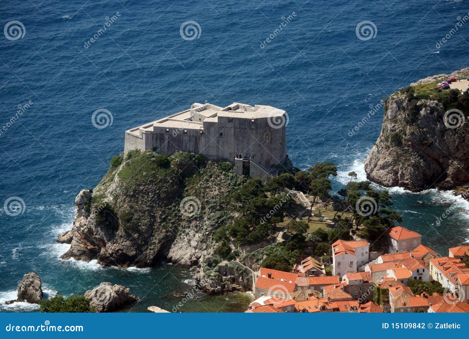 Dubrovnik Lovrijenac Fort. Lovrijenac Fort, Dubrovnik, aerial view