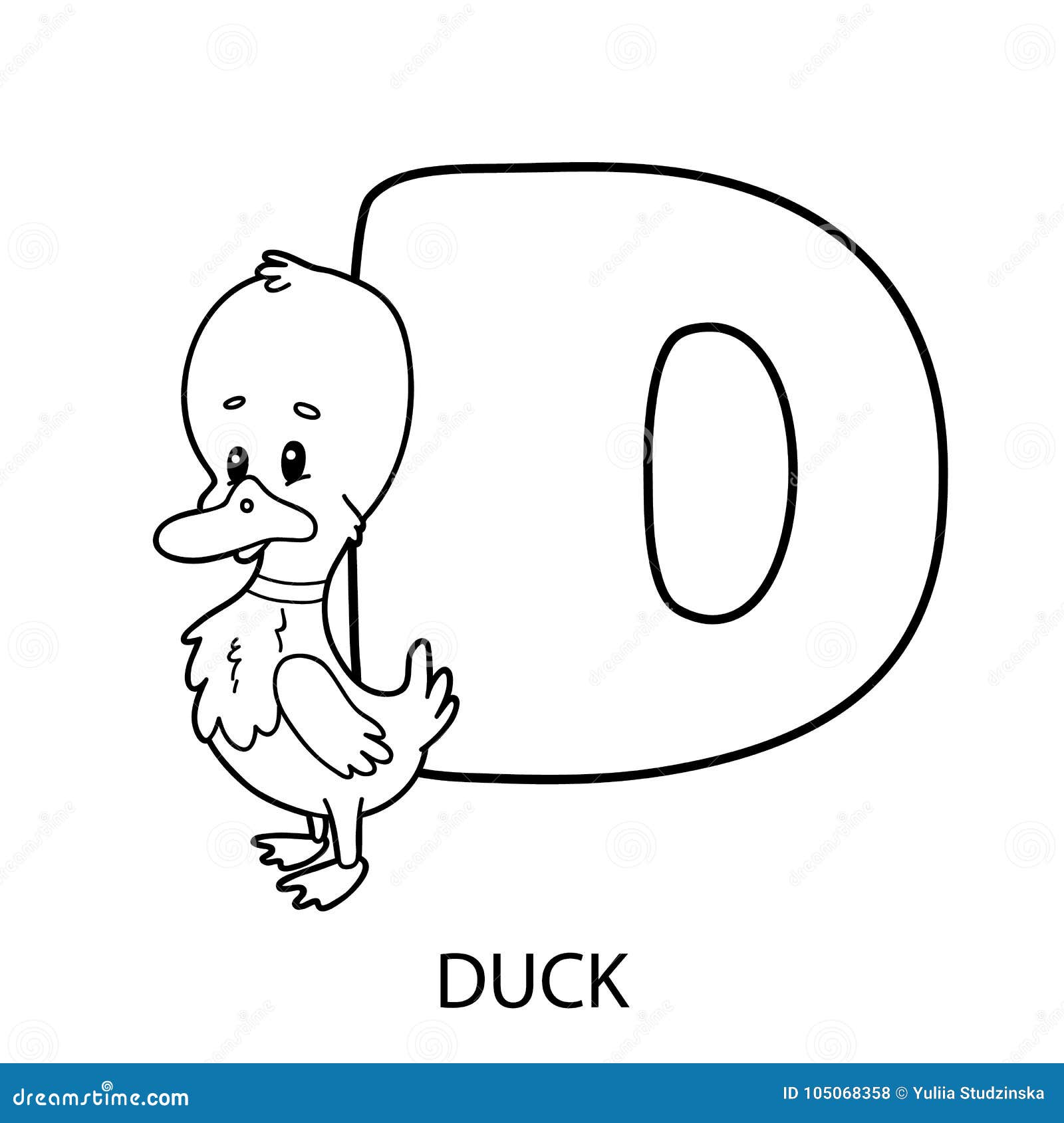 Duck Alphabet Coloring Page Stock Vector - Illustration of mascot ...