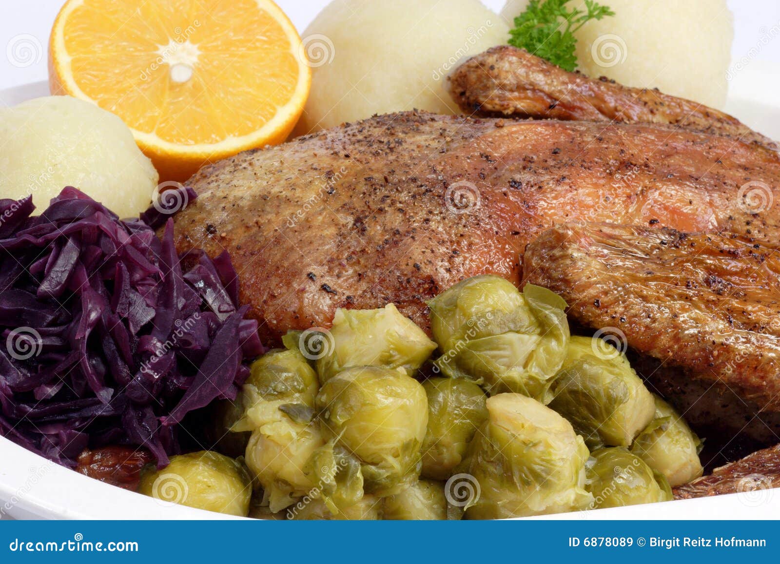 Duck dinner stock image. Image of orange, cabbage, meat 6878089