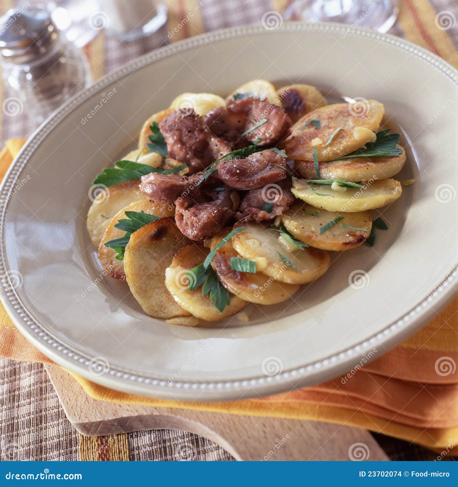 Duck Gizzards with Potatoes Stock Photo Image of dish, round 23702074
