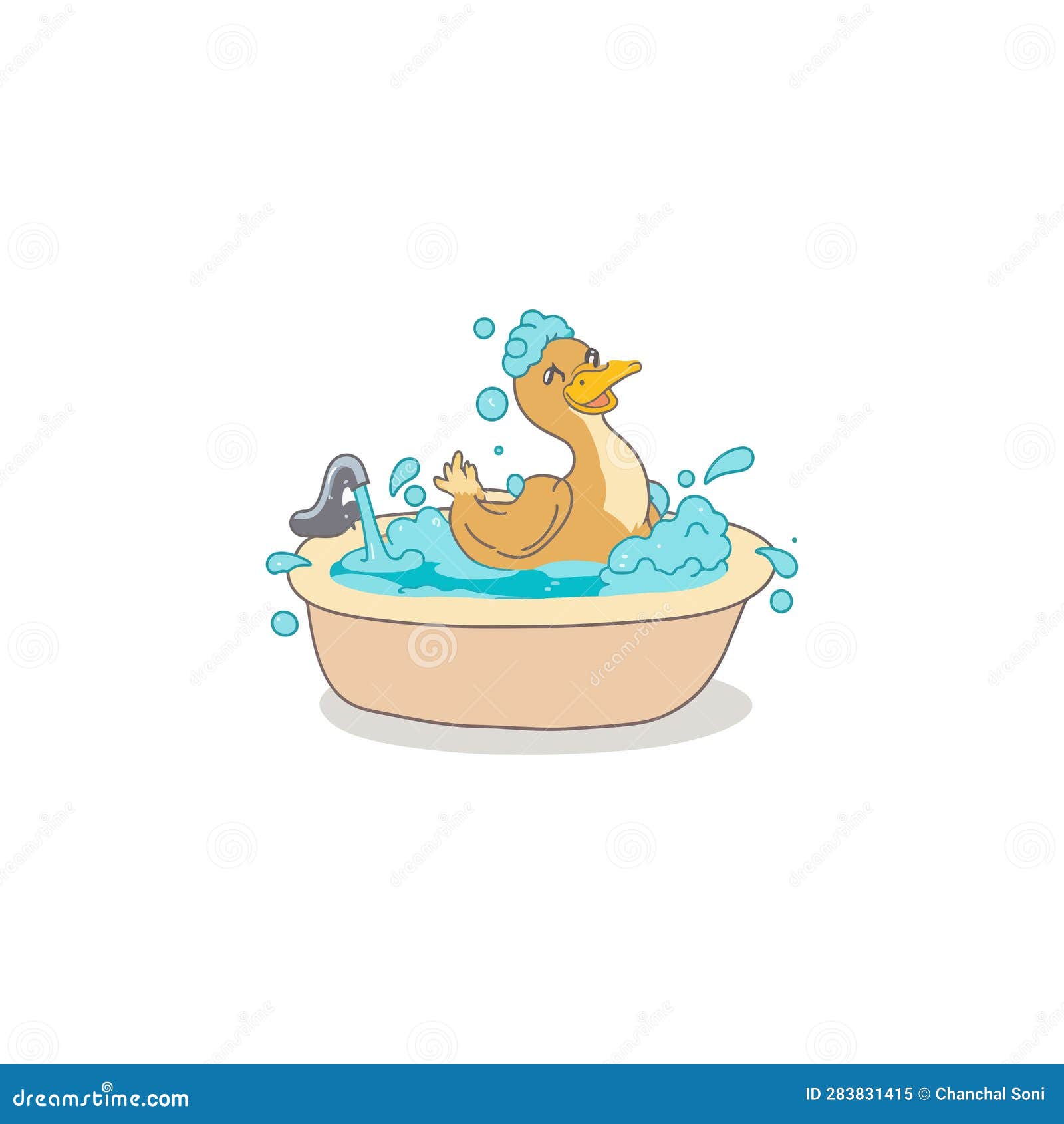 Duck Having Bath Cartoon Vector Illustration Stock Illustration - Illustration of smile, duck ...