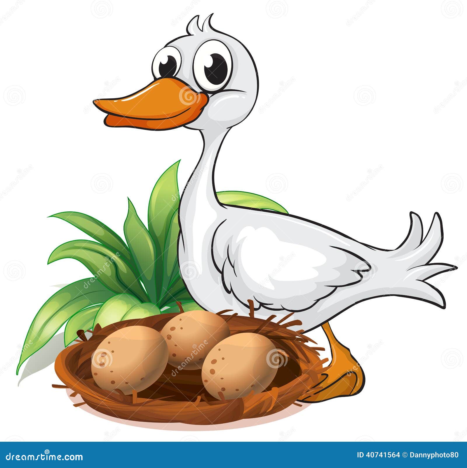 A duck beside her nest stock vector. Illustration of greenery 40741564