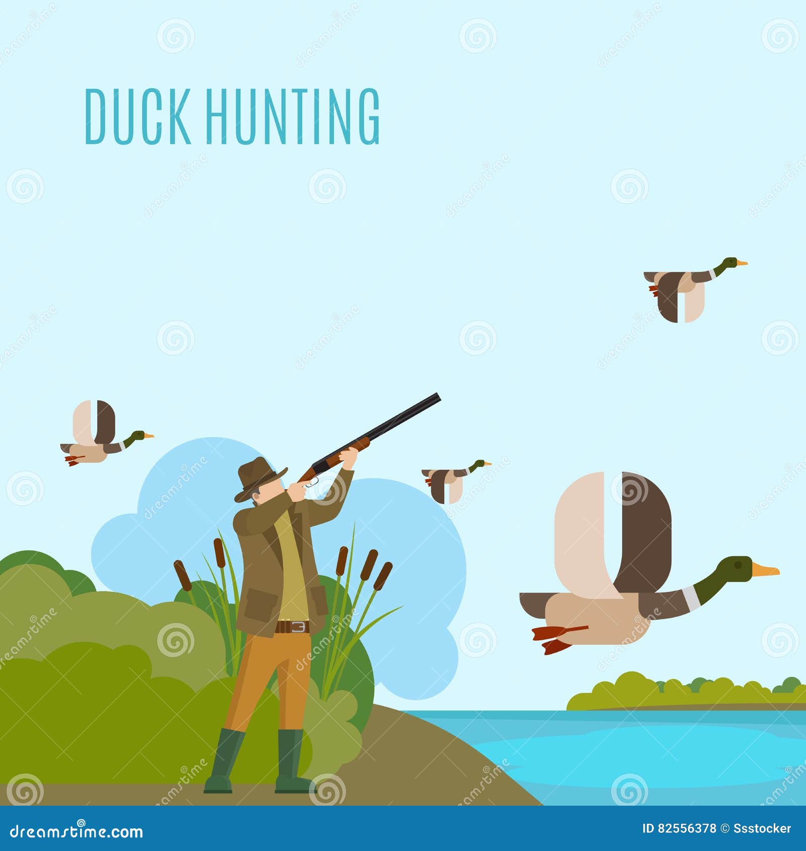 Duck hunting illustration stock vector. Illustration of black 82556378