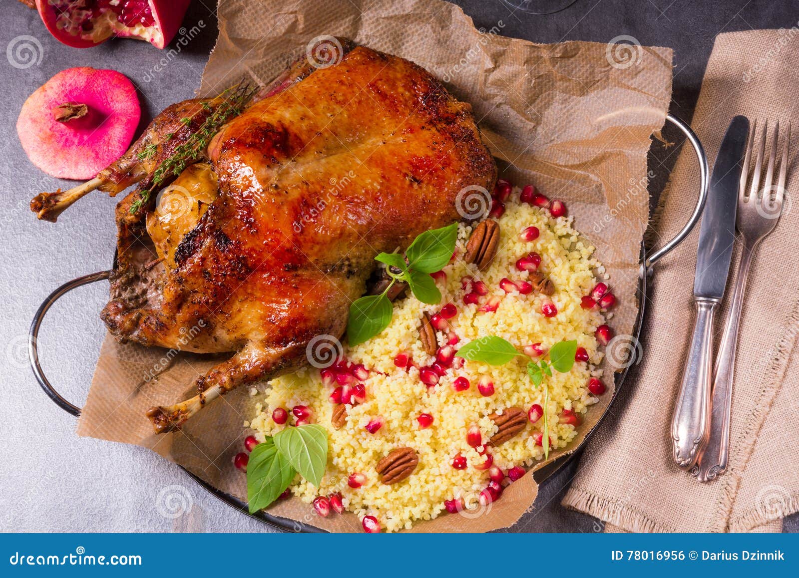 Duck with Millet and Pomegranate Stock Photo Image of dish, bird
