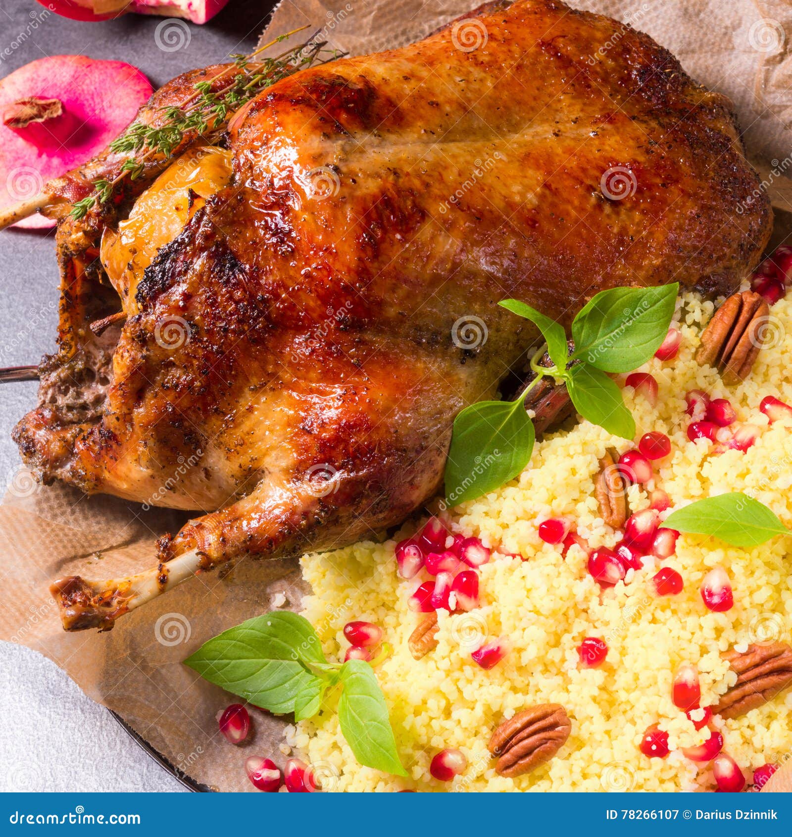 Duck with Millet and Pomegranate Stock Image Image of duck, meat