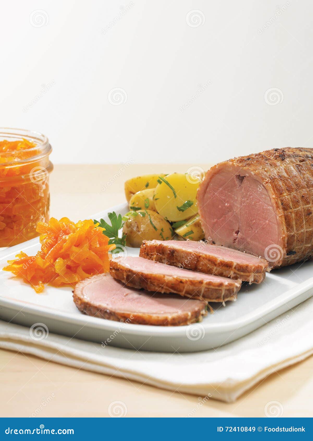 Duck Roast with Carrot Rum Jam and Potatoes Stock Image - Image of ...