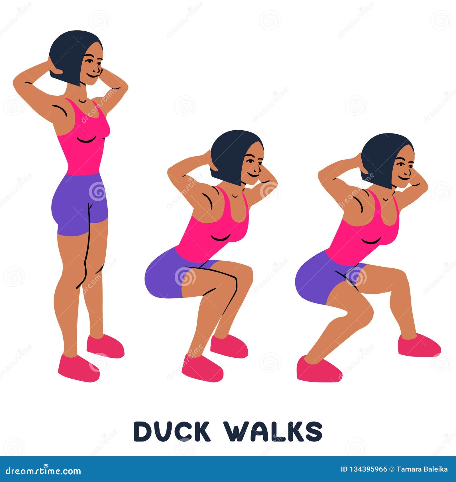 duck walks. squat. sport exersice. silhouettes of woman doing exercise. workout, training