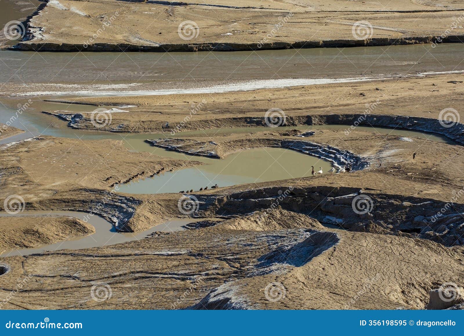 barcis artificial lake drained of water, italy