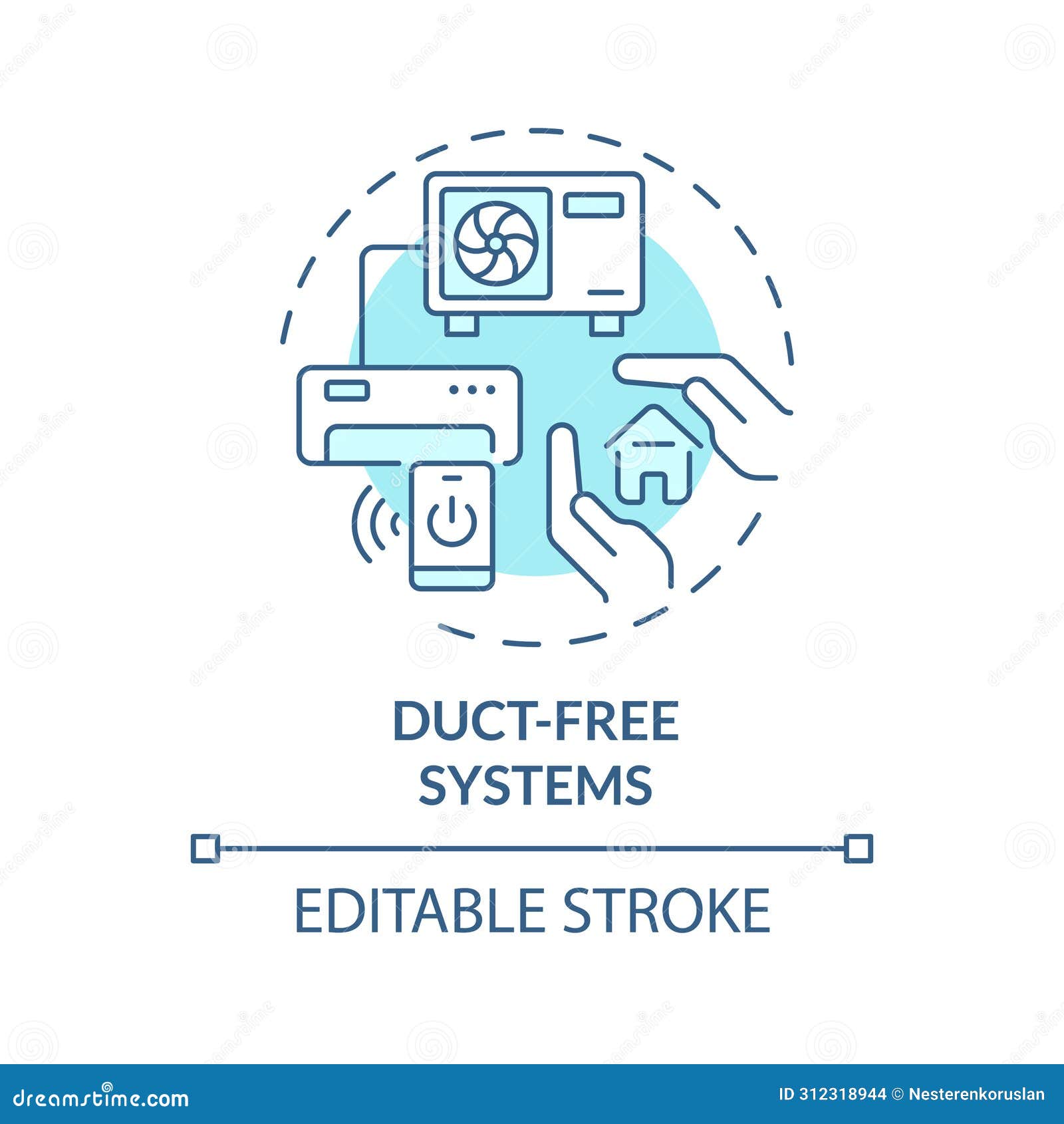 duct free system soft blue concept icon