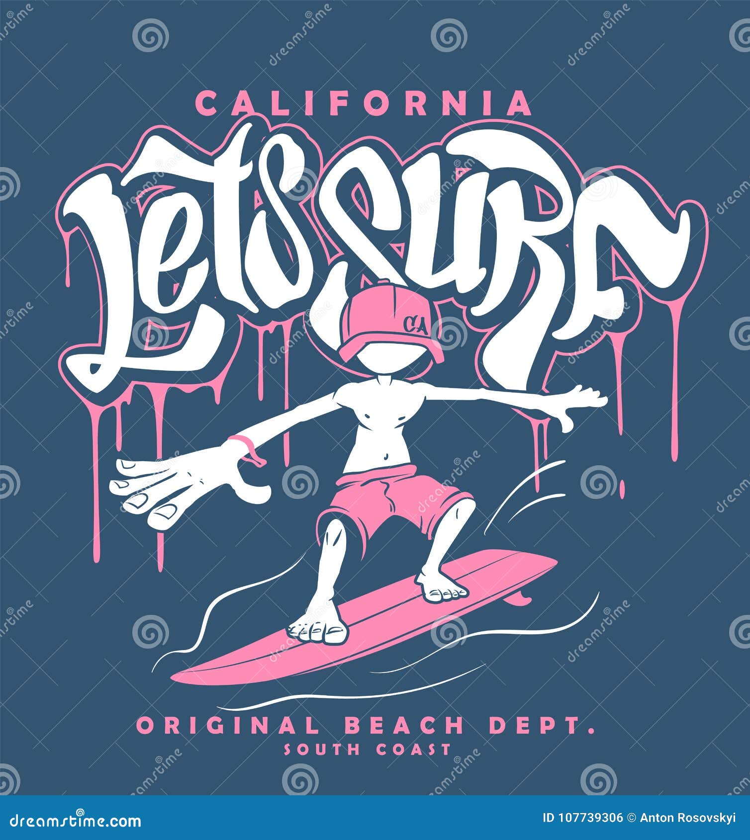 dude on surfboard and lettering,  for t-shirt print.