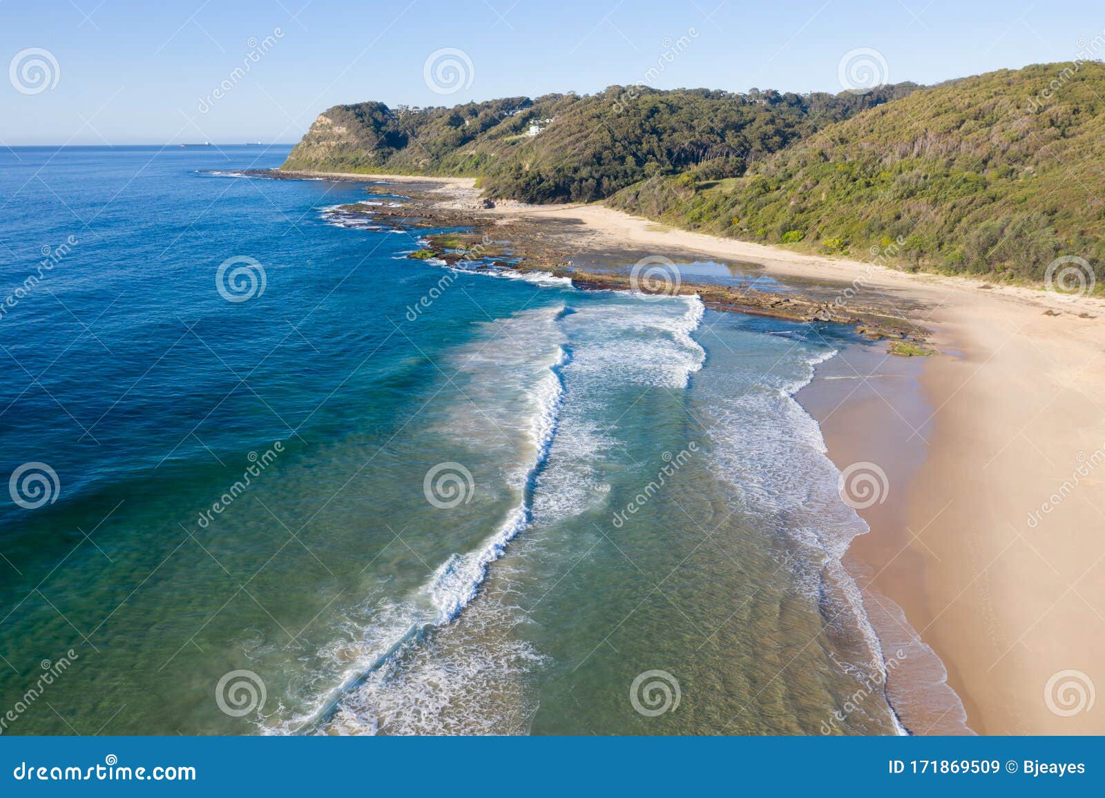 Dudley Beach - Newcastle NSW Australia. Aerial view of Dudley Beach located to the south of Newcastle is a great surf beach. Newcastle NSW Australia