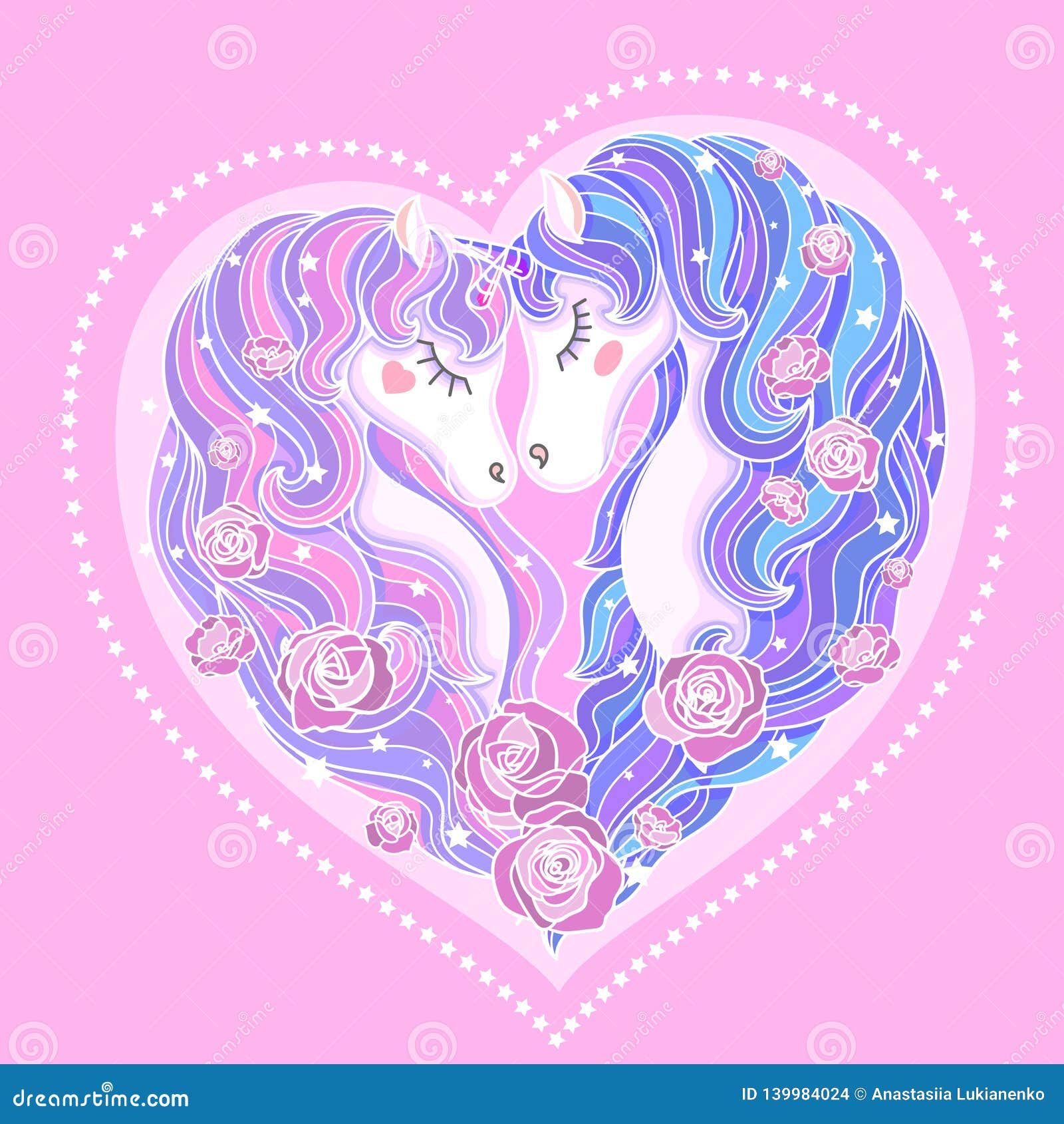 Due Bianchi Di Unicorni Colorati D Arcobaleno Con Una Criniera Lunga E Rose Vettore Illustrazione Vettoriale Illustrazione Di Divertente Lill 139984024