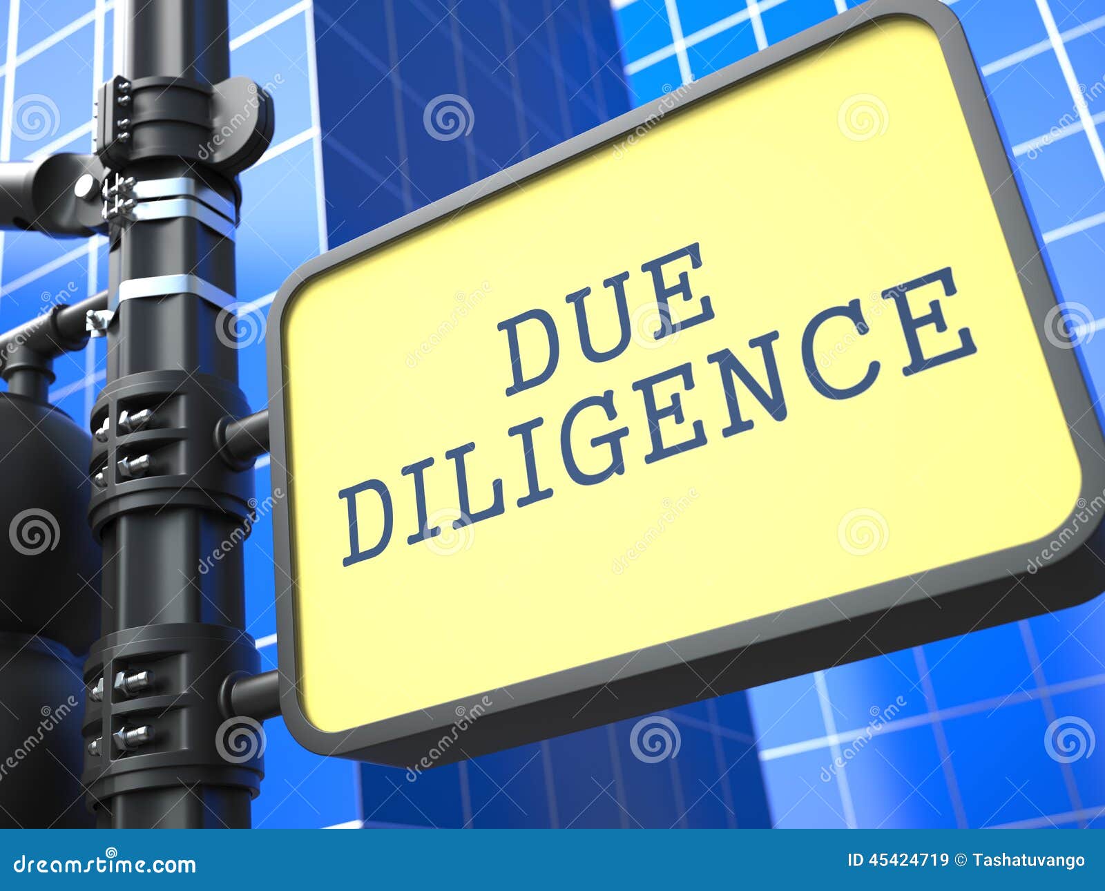 Due Diligence. Signpost on Blue Background. Stock Illustration